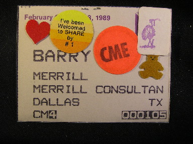 SHARE 72 - Feb 89 - Registration Badge