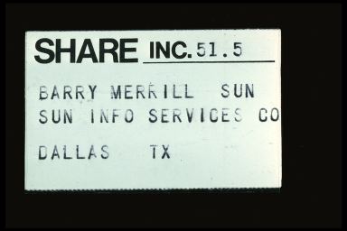 SHARE INC. 51.5 BARRY MERRILL SUN INFO SERVICES DALLAS, TX