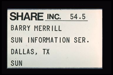 SHARE INC. 54.5 BARRY MERRILL SUN INFORMATION SER. DALLAS