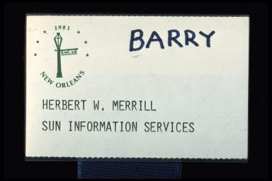 CMG XII NEW ORLEANS 1981 BARRY HERBERT W. MERRILL SUN INFORM